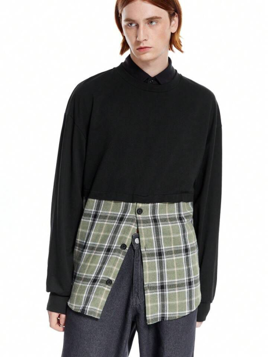 Hanorac hibrid cu carouri din flanel de designer [3]