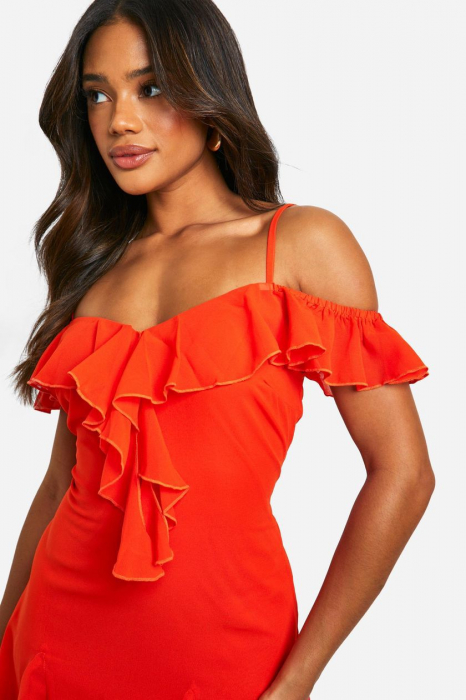 Mini rochie din sifon cu umeri goi [2]