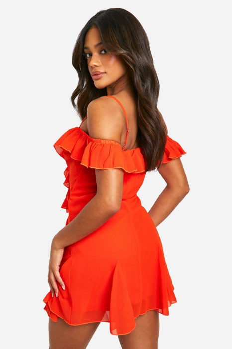 Mini rochie din sifon cu umeri goi [4]