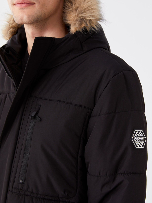 Palton bărbătesc cu glugă XSIDE Standard Fit BLACK [4]