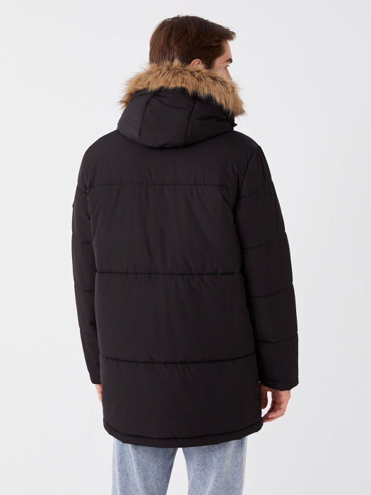 Palton bărbătesc cu glugă XSIDE Standard Fit BLACK [3]