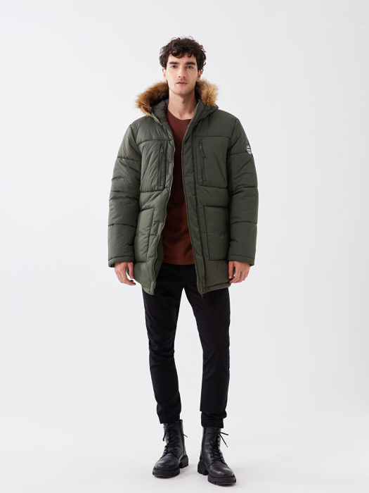 Palton bărbătesc cu glugă XSIDE Standard Fit KHAKI [2]