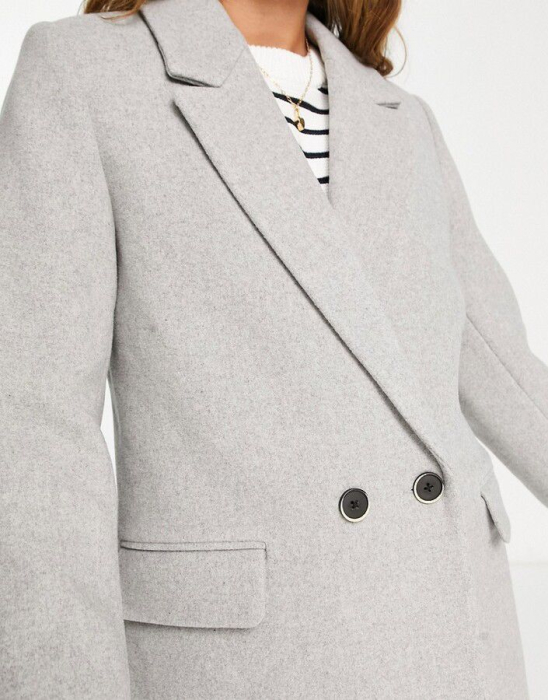 Palton gri din lână cu două rânduri de nasturi [3]