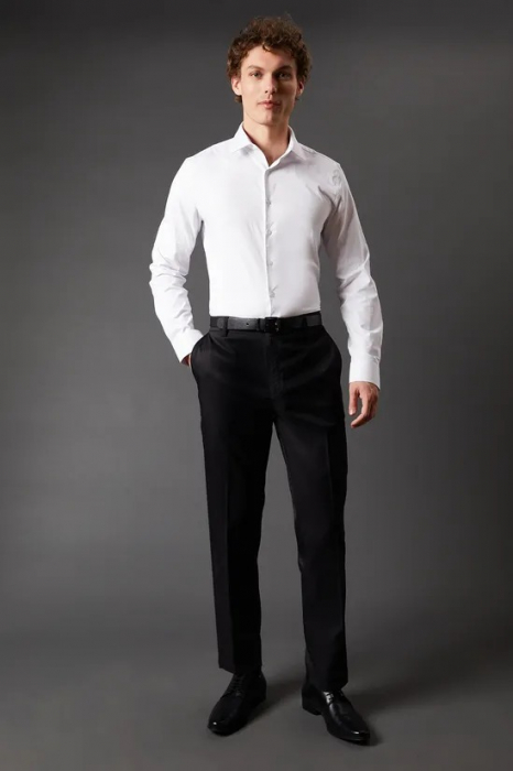 Pantaloni eleganți negri din twill elastic, croială slim [1]