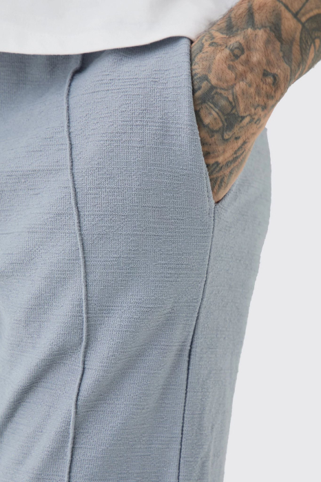 Pantaloni jogger interlock înalți, cu tiv despicat, flambați [3]