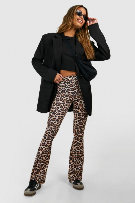 Pantaloni leoprad cu talie inalta basic fit&flare [1]