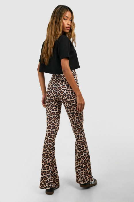Pantaloni leoprad cu talie inalta basic fit&flare [3]