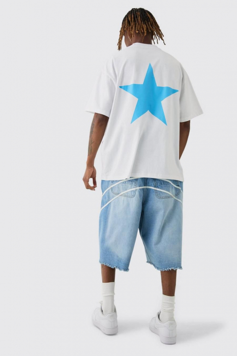 Pantaloni scurti denim parasuta detalii pluri in fata [2]