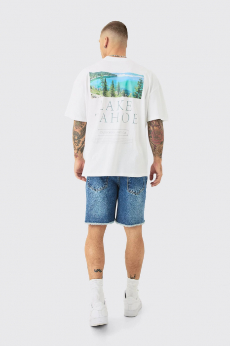 Pantaloni scurti slim rigid stripat de vopsea [2]