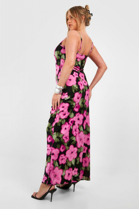 PLUS ROCHIE MAXI DIN SATIN CU IMPRIMIRE FLORALA [3]