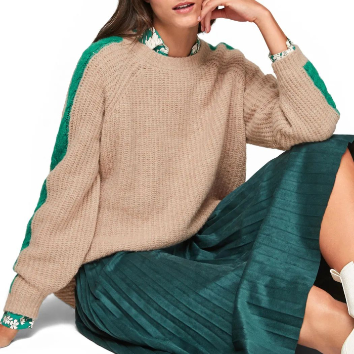 Pulover bej cu verde [2]