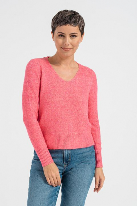Pulover tricotat fin New Wind, Roz melange [1]
