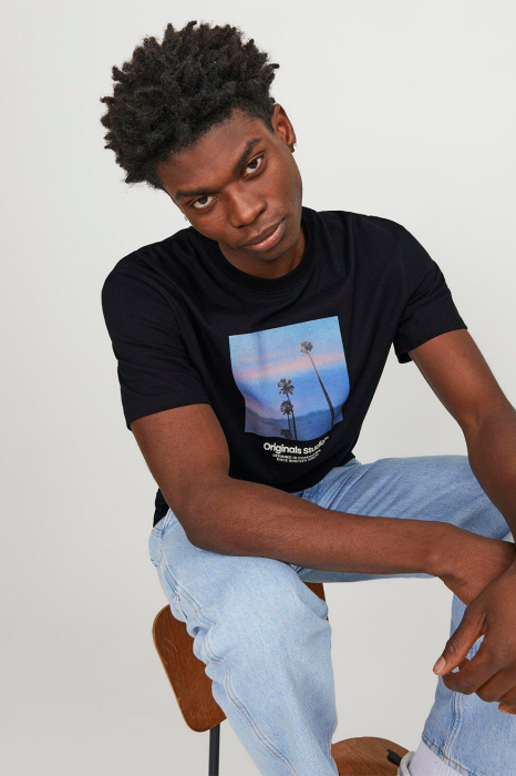 ricou relaxed fit de bumbac cu imprimeu, Negru [2]