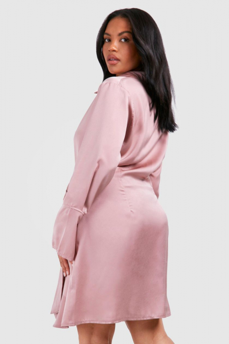 Rochie cămașă înfășurată din satin [3]