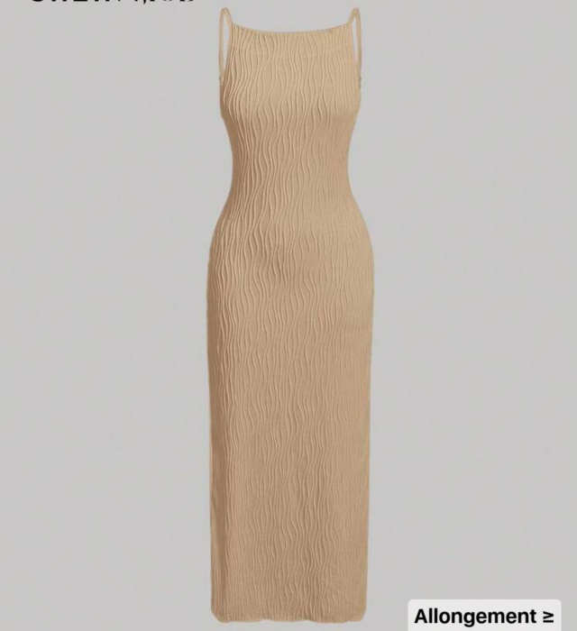 Rochie cu bretele tip spaghete din material texturat pentru femei [1]