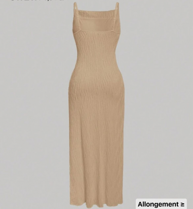 Rochie cu bretele tip spaghete din material texturat pentru femei [2]