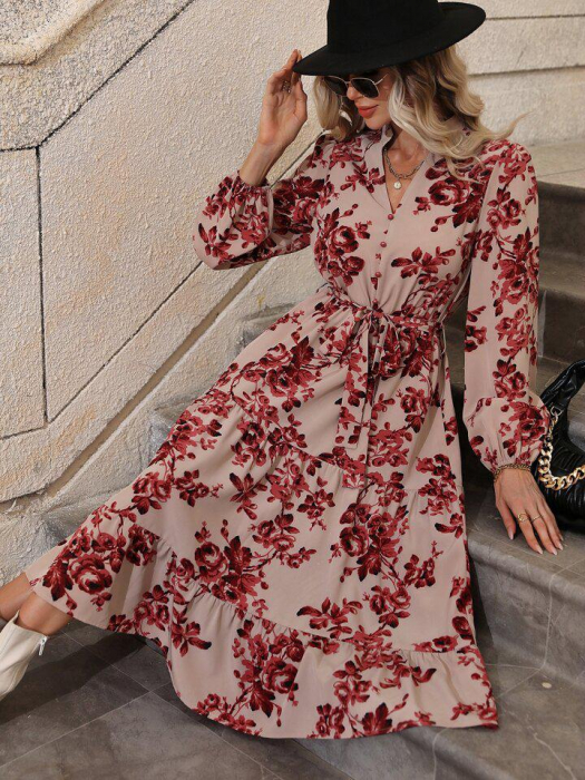 Rochie cu mâneci și imprimeu floral [3]