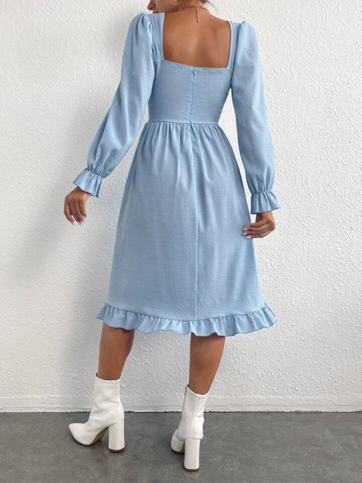 Rochie cu volan și cu gât pătrat [3]