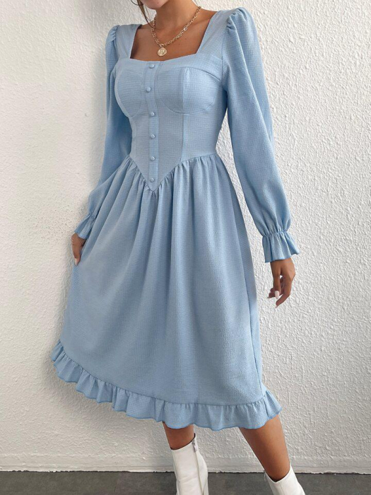 Rochie cu volan și cu gât pătrat [2]