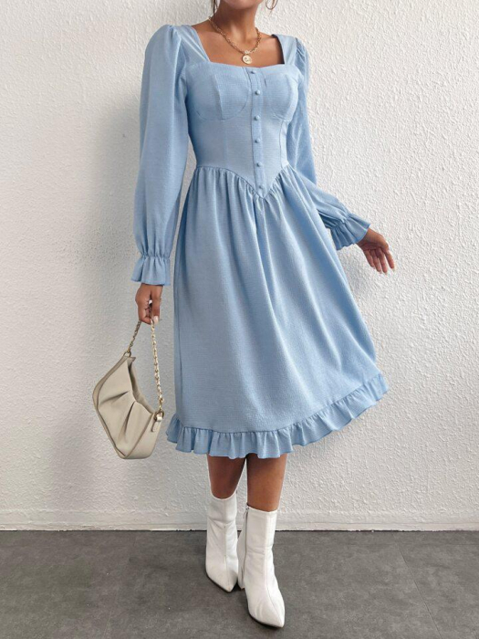 Rochie cu volan și cu gât pătrat [4]