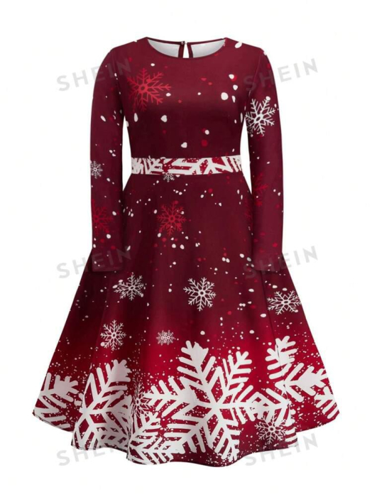Rochie Dama Marime Plus Flouri De Nea Imprimat Flare [1]