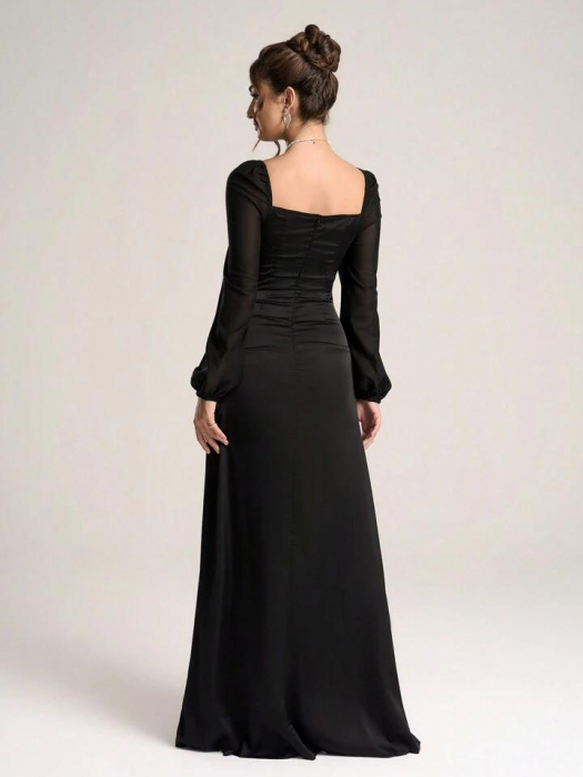 Rochie de cocktail cu mânecă lungă, minimalistă și la modă pentru femei [3]