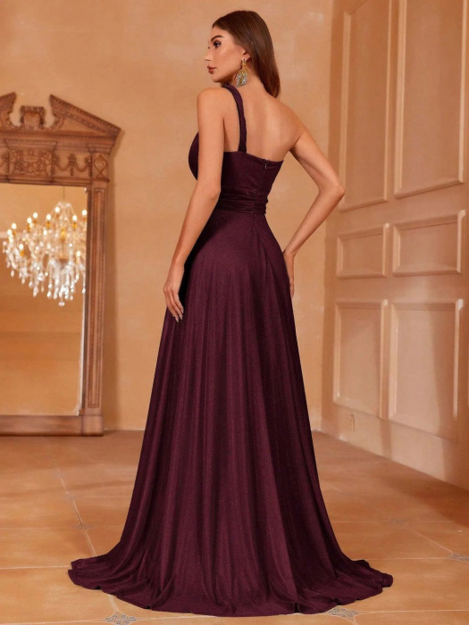 Rochie de domnișoară de onoare, simplă, fără mâneci, cu un umăr [5]