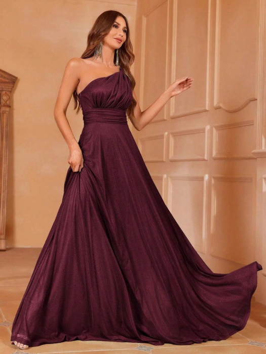 Rochie de domnișoară de onoare, simplă, fără mâneci, cu un umăr [3]
