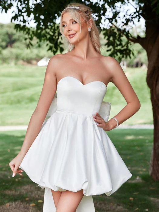 Rochie De Seară Cu Tiv Balon Și Fundă Dramatică În Talie – Rochie Elegantă De Seară [3]