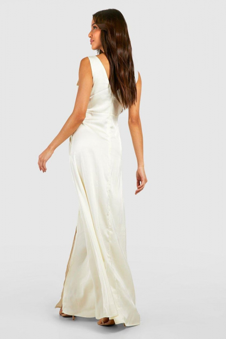 Rochie maxi cu detaliu răsucit din satin [4]
