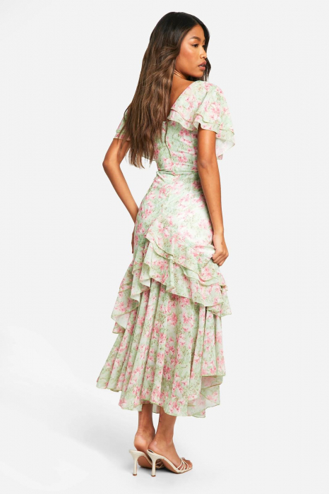 Rochie maxi cu volante florale [4]