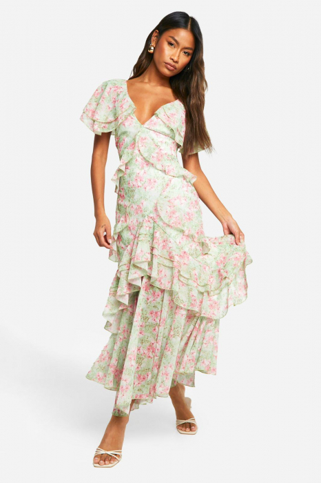 Rochie maxi cu volante florale [2]