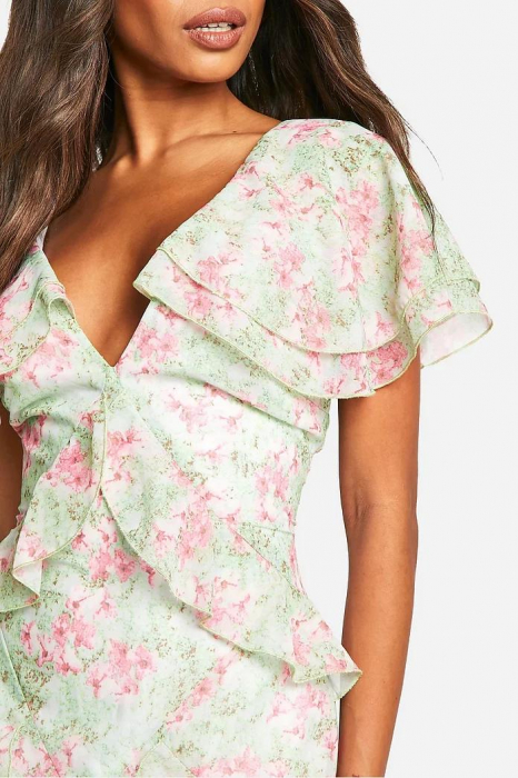 Rochie maxi cu volante florale [3]