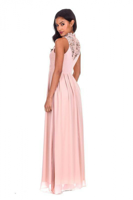 Rochie maxi din croșetat nud cu gât înalt [2]