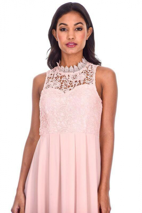 Rochie maxi din croșetat nud cu gât înalt [3]