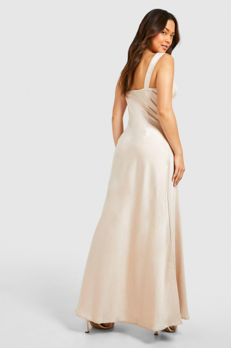 Rochie maxi slip din satin cu bust rumenat [3]