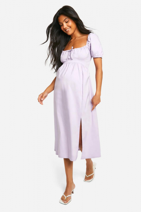 Rochie midi de maternitate bengalină cu mâneci bufante [2]