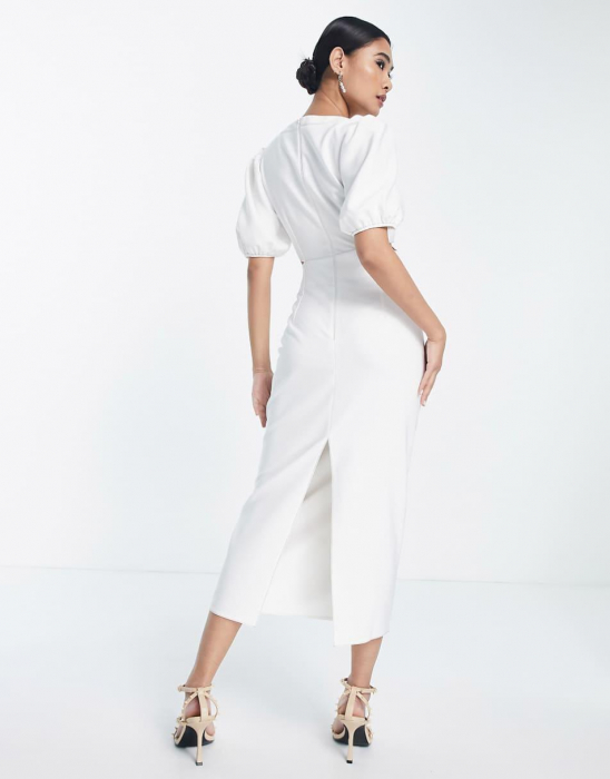 Rochie midi albă cu decupaj [3]