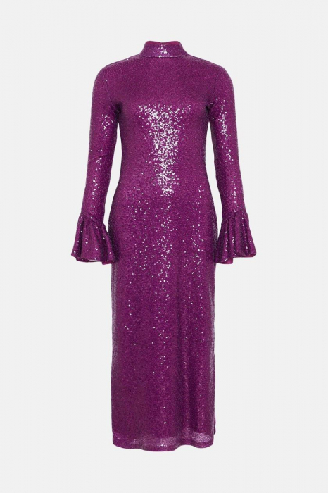 Rochie midi cu mâneci clopot cu paiete [4]