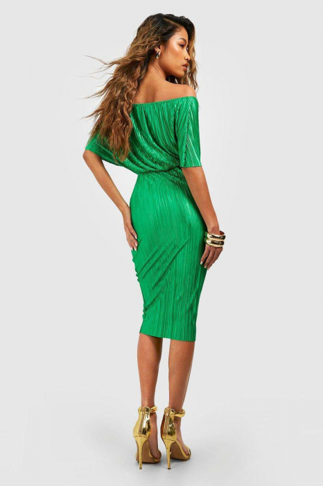 Rochie midi pe umeri plisată [4]