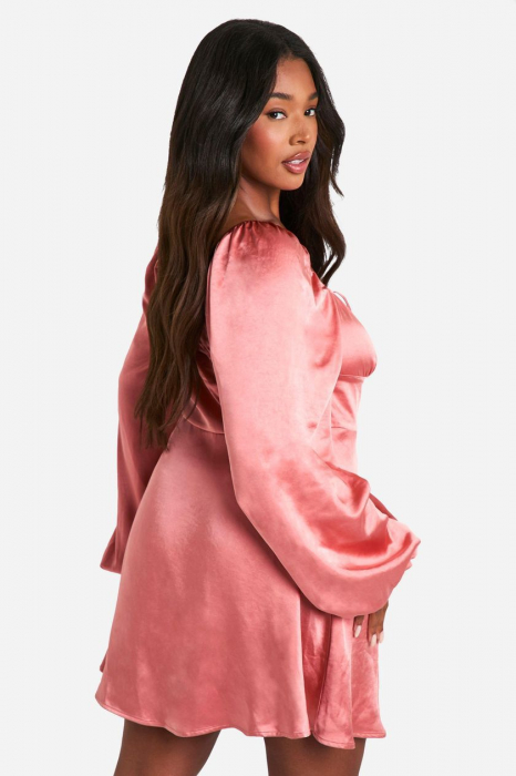 Rochie mini cu maneca din satin [3]