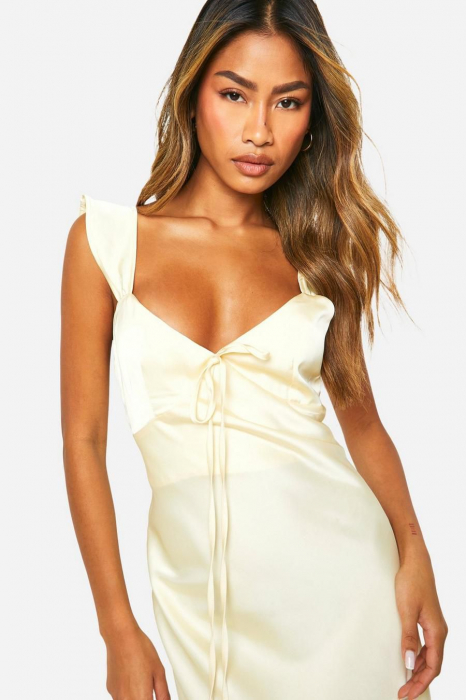 Rochie mixadi cu maneca  de satin [4]