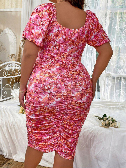 Rochie plină cu imprimeu floral și decolteu [3]
