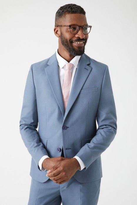 Sacou de costum albastră slim fit [4]