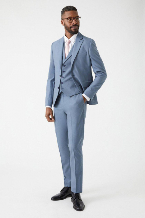 Sacou de costum albastră slim fit [2]