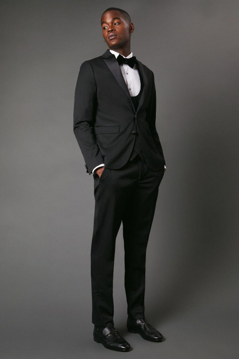 Sacou de costum neagră smoking slim fit [2]