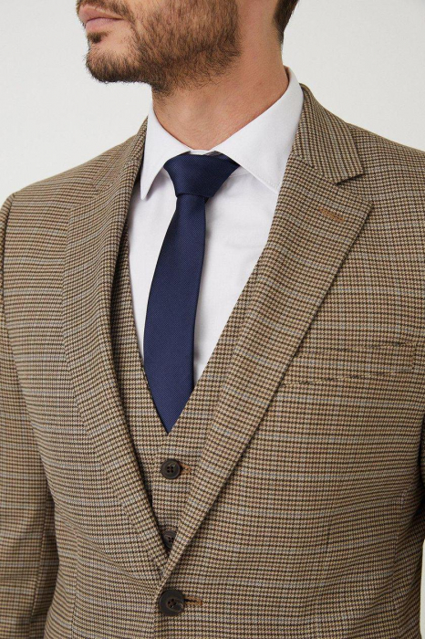 Sacou de costum Skinny Fit Neutral Puppytooth [4]