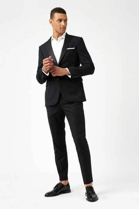 Sacou smoking neagră slim fit [4]