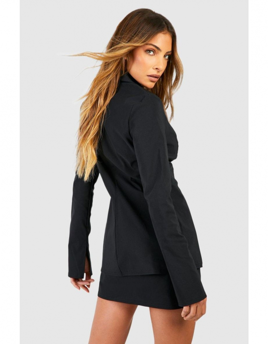 SET din BLAZER ȘI FUSTA MINI CU ȘLIȚ LATERAL NEGRU [3]