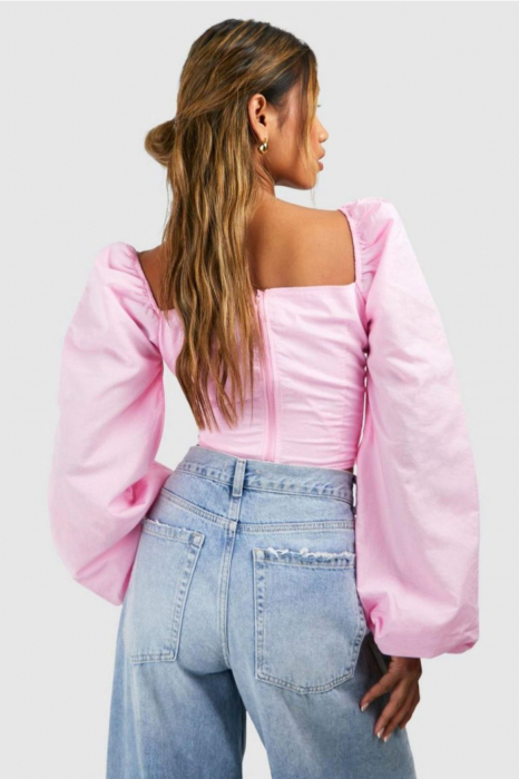 Top Corset cu nod - roz deschis și fermoar la spate [3]